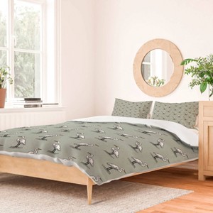 Deny Designs Little Arrow Design Co Egrets on Light Sage Duvet and Sham Set - 1 of 4