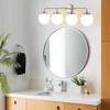 POWLIG 30.71-in 4-Light Nickel Bathroom Light Fixtures Over Mirror Vanity Lighting with Milk White Glass Globe Shades - 4 of 4