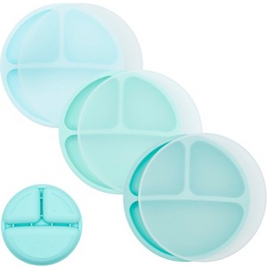 WeeSprout Baby Plates with Lids, Food Grade Silicone Divided Plates for Kids - 3 Pack - 1 of 4