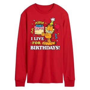 Men's - Garfield - I Live For Birthday's Long Sleeve Graphic T-Shirt - 1 of 3