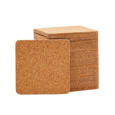 Juvale 50 Pack Cork Square Coaster Backings, Self Adhesive Sheets (3.7 in)