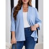 Womens Plus Size Cardigan Casual 3/4 Sleeve Waffle Knit Duster Open Front Tops - 3 of 4