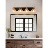 YANSUN 30 in. 4-Light Black and Gold Glass Bathroom Vanity Light 3-Light Wall Sconce with No Bulbs Included - 3 of 4