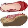 Allegra K Women's Casual Wood Platform Heels Bow Lace Wedge Sandals - 4 of 4