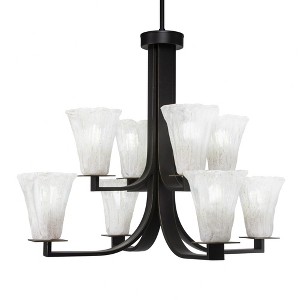 Toltec Lighting Apollo 8 - Light Chandelier in  Dark Granite with 5.5" Fluted Italian Ice Shade - 1 of 1