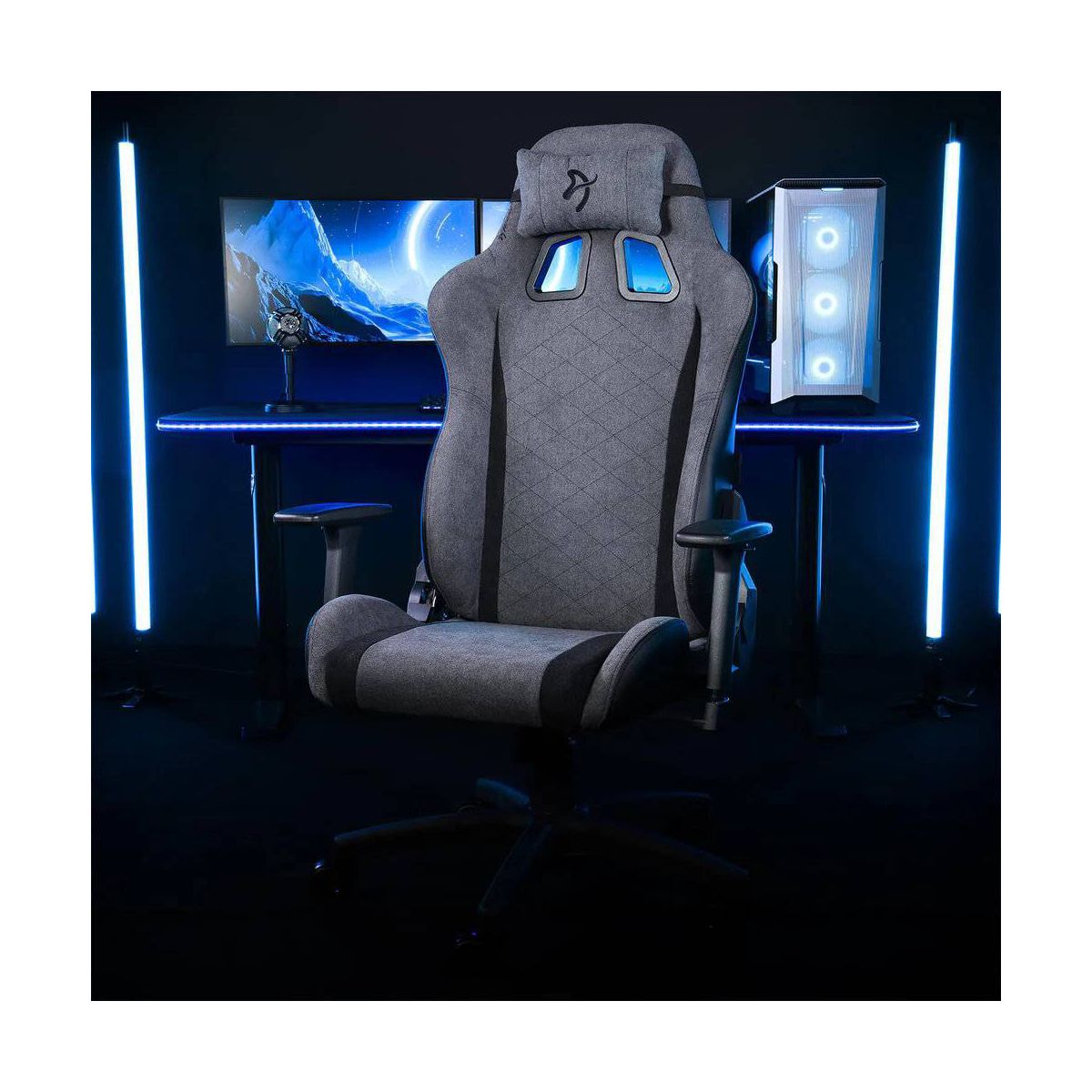 Arozzi Avanti Soft Fabric Office and Gaming Chair with Soft Neck and Lumbar Support Pillows - thumbnail 5