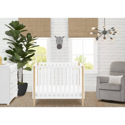 Bianca White and Natural Wood Mini Crib with Mattress