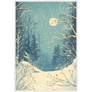 Amanti Art Red Bird in Snowy Forest by Pictufy Studio Canvas Wall Art Print Framed 23-in. W x 33-in. H. - 1 of 4