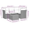 vidaXL Patio Sofa Set with Cushions Outdoor Furniture 5 Piece Poly Rattan - Black and Cream - 3 of 4