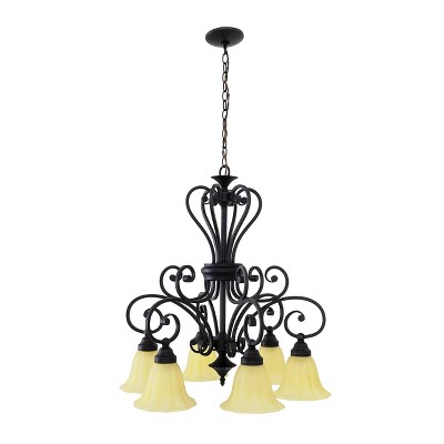 Yosemite Home Décor 95836R-6SS Florence Collection Six Light Chandelier, Sierra Slate