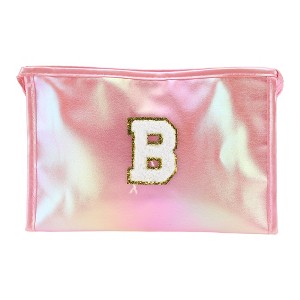 Unique Bargains Women's Letter B Makeup Bag Pink 1 Pc - 1 of 3