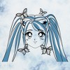 Juniors Womens Lost Gods Butterfly Anime Face Blue Crop T-Shirt - 2 of 4