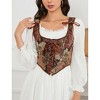 Women's Vintage Floral Corset Lace-Up Fishbone Print Vest Pirate Costume - 3 of 4