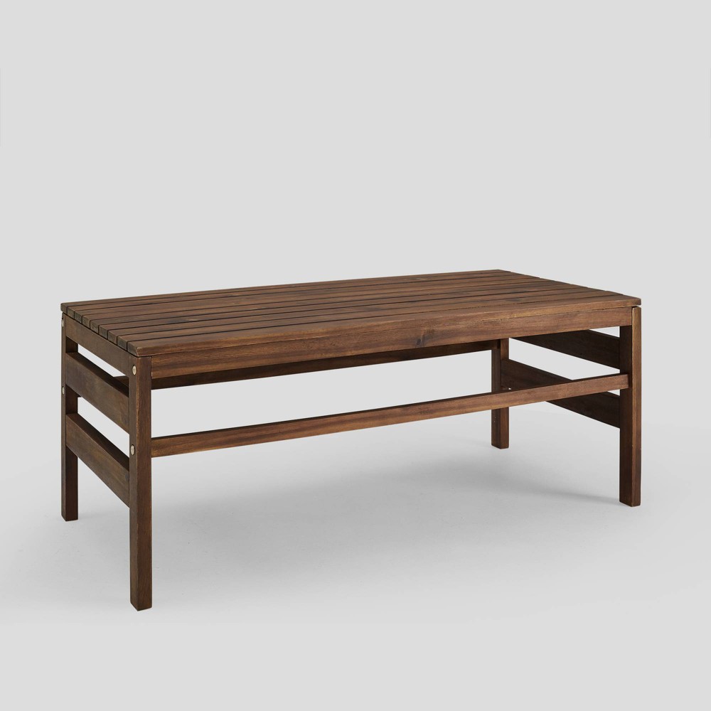 Outdoor Acacia Wood Slatted Coffee Table - Dark Brown - Saracina Home