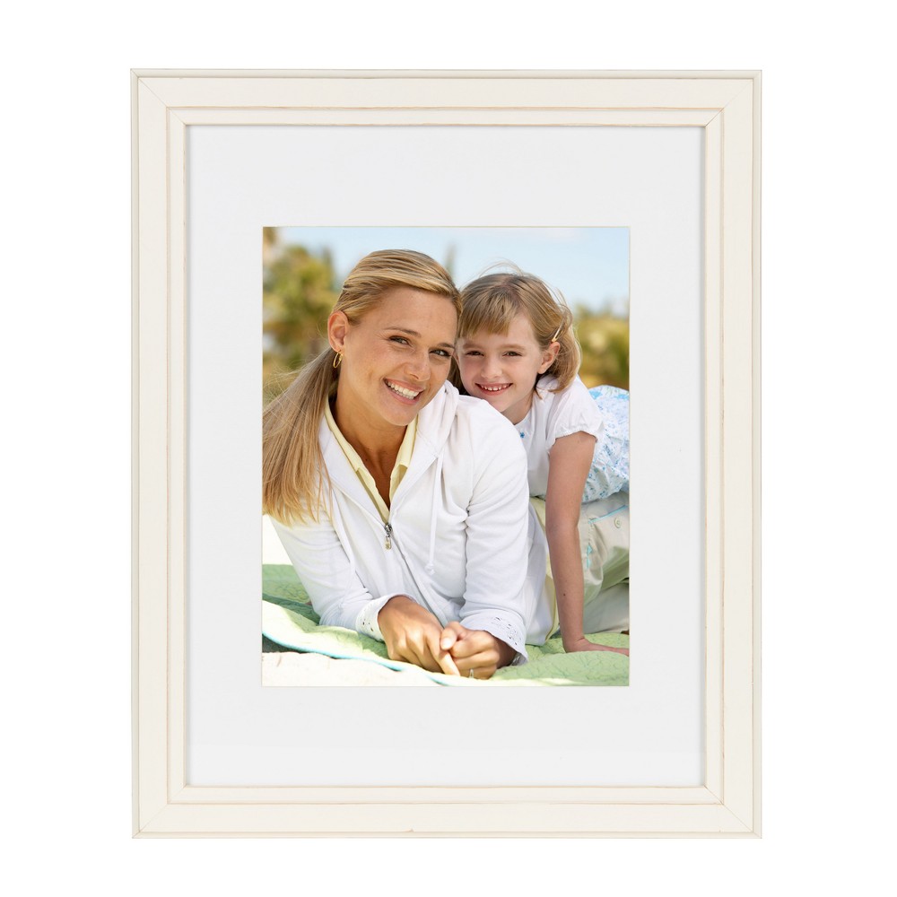 Photos - Photo Frame / Album 11" x 14" Matted to 8" x 10" Kieva Wall Frame White - DesignOvation: Solid