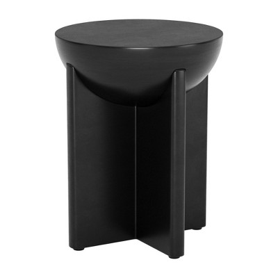 HomeRoots 20" Black Solid Wood Round Pedestal End Table