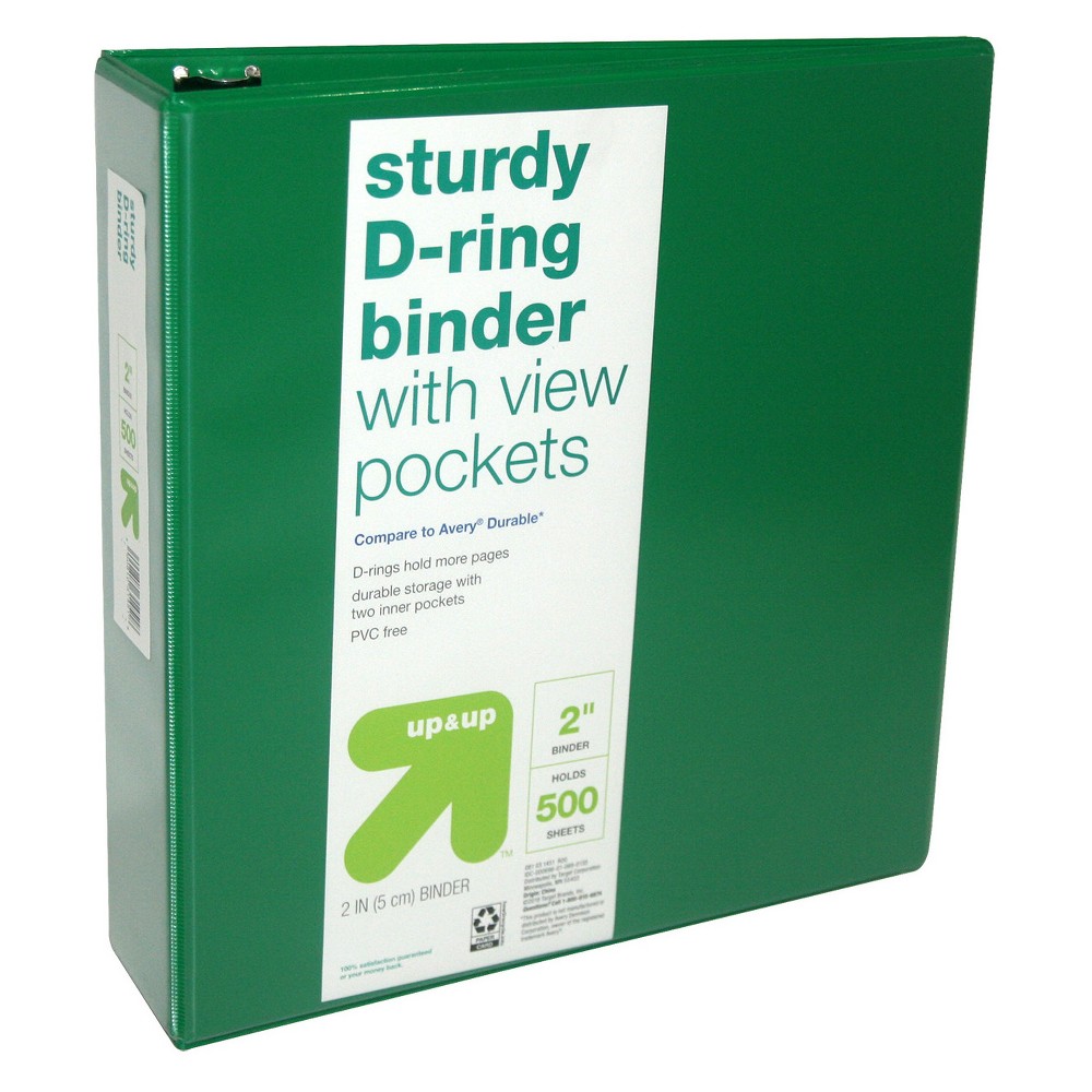Photos - File Folder / Lever Arch File 2" 3 Ring Binder Clear View Green - up & up™