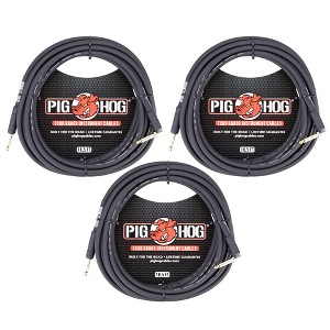 Pig Hog Tour Grade 18.5ft 1/4"-1/4" Cables - Straight to Right Angle - 3 Units - 1 of 2