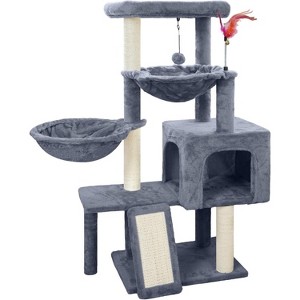 Cat Tree with Cat Condo and Two Hammocks, Cat Tree with Scratching Posts and Scratching Pads, Cat Tower - 1 of 4