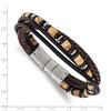 Chisel Stainless Steel Onyx and Picture Jasper Beaded Black and Brown Leather Multi Strand 8" Plus .5" Ext. Bracelet - 4 of 4