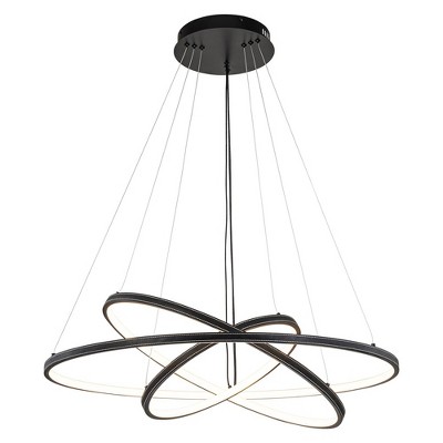 C Cattleya Modern 3-Light Tiered Integrated LED Rings Chandelier