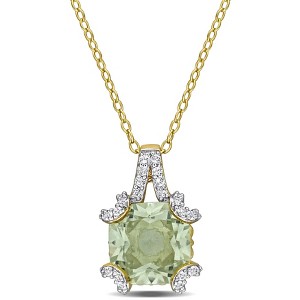 EVERLY JEWELRY | Yellow Plated Sterling Silver 4.06ct TGW Green Quartz Pendant with Chain, 18 inc - 1 of 4