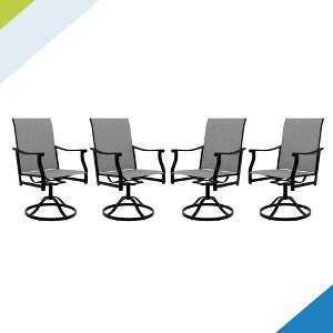 Outdoor Swivel Dining Chairs with Padded Textilene Breathable Back, Swivel Patio Dining Chairs Set of 8, SwivelPatio SlingChairs Set for Poolside - 1 of 4