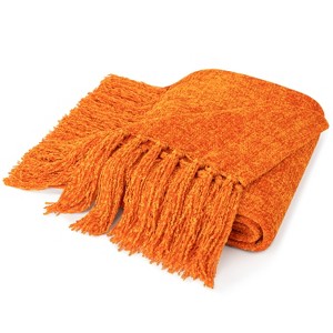 PAVILIA Chenille Throw Blanket with Woven Knitted Tassel Fringe for Couch, Living Room Decor and Bed - 1 of 4