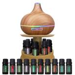 Ultimate Aromatherapy Diffuser Set 10 Essential Oils with Stand Light Wood - Pure Daily Care