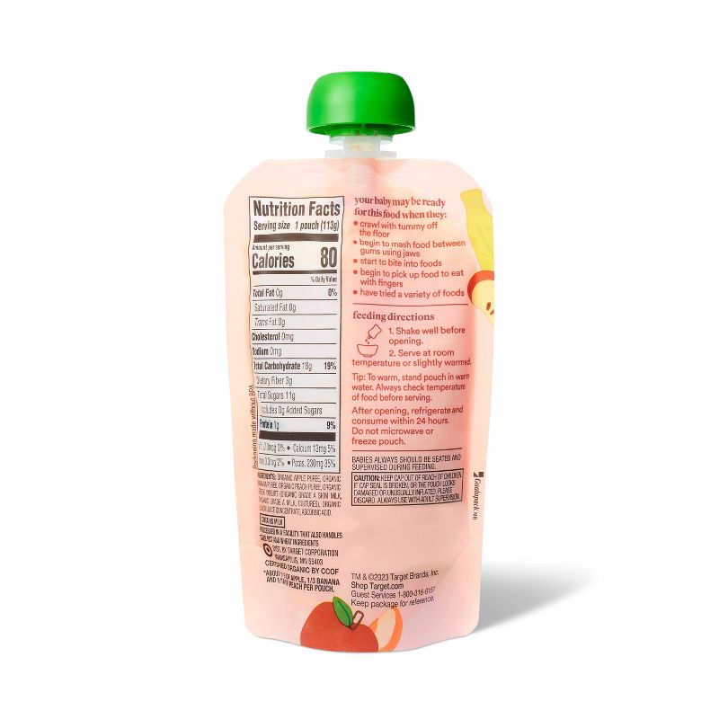 Organic Apple Banana Peach Yogurt Baby Food Pouch - 4oz - Good &#38; Gather&#8482;, 3 of 4