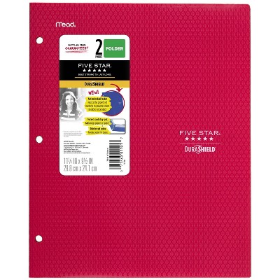 Anti-Microbial 2 Pocket & Prong Plastic Folder Red - Five Star