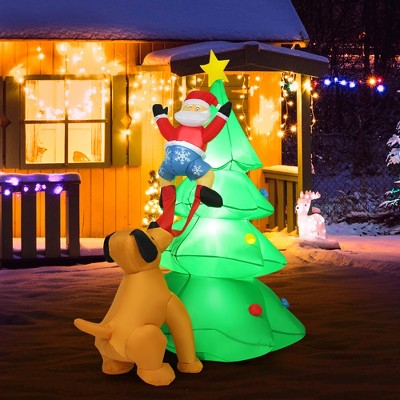 Costway 6.5FT  Christmas Inflatable Tree Santa Decor w/LED Lights Outdoor Yard Decoration