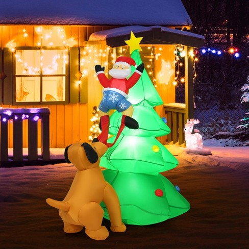 Costway 6.5ft Christmas Inflatable Tree Santa Decor W/led Lights ...