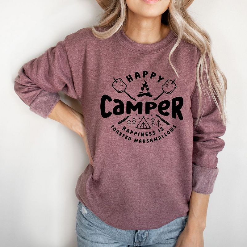 Simply Sage Market Women's Graphic Sweatshirt Happy Camper Toasted Marshmallow, 3 of 5