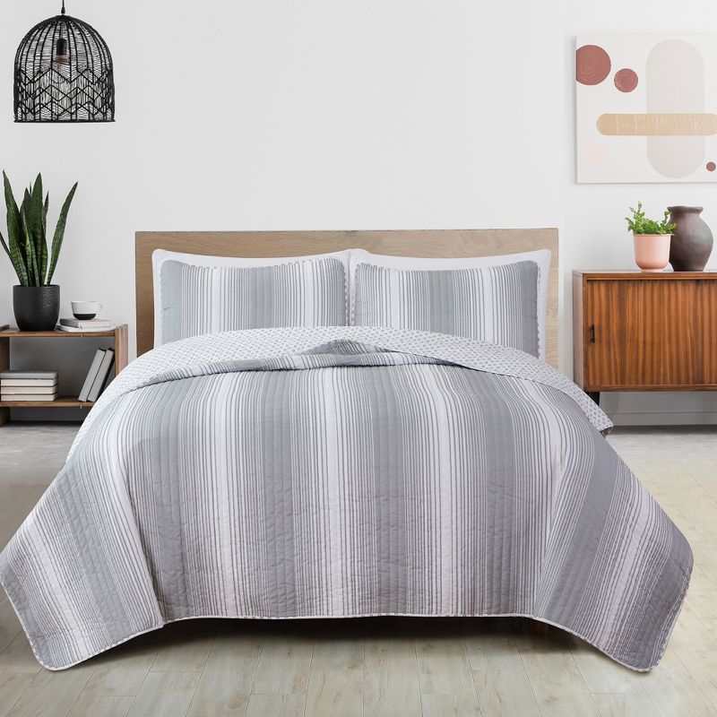 Great Bay Home Stripe Reversible Quilt Set With Shams, 4 of 6
