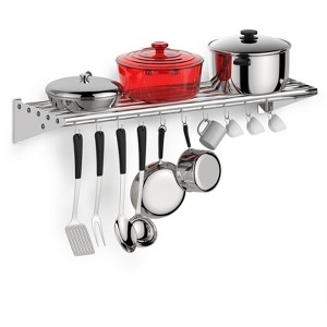 NSF Certified Stainless Steel Wall Shelf with 10 Hooks - 1 of 4