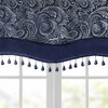 50"x18" Valerie Jacquard Room Darkening Window Curtain Panel with Beads Navy: Madison Park, Traditional Faux Silk, Rod Pocket - 4 of 4