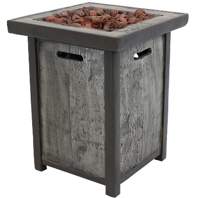 Gray Weathered Wood Look Propane Gas Fire Pit Table
