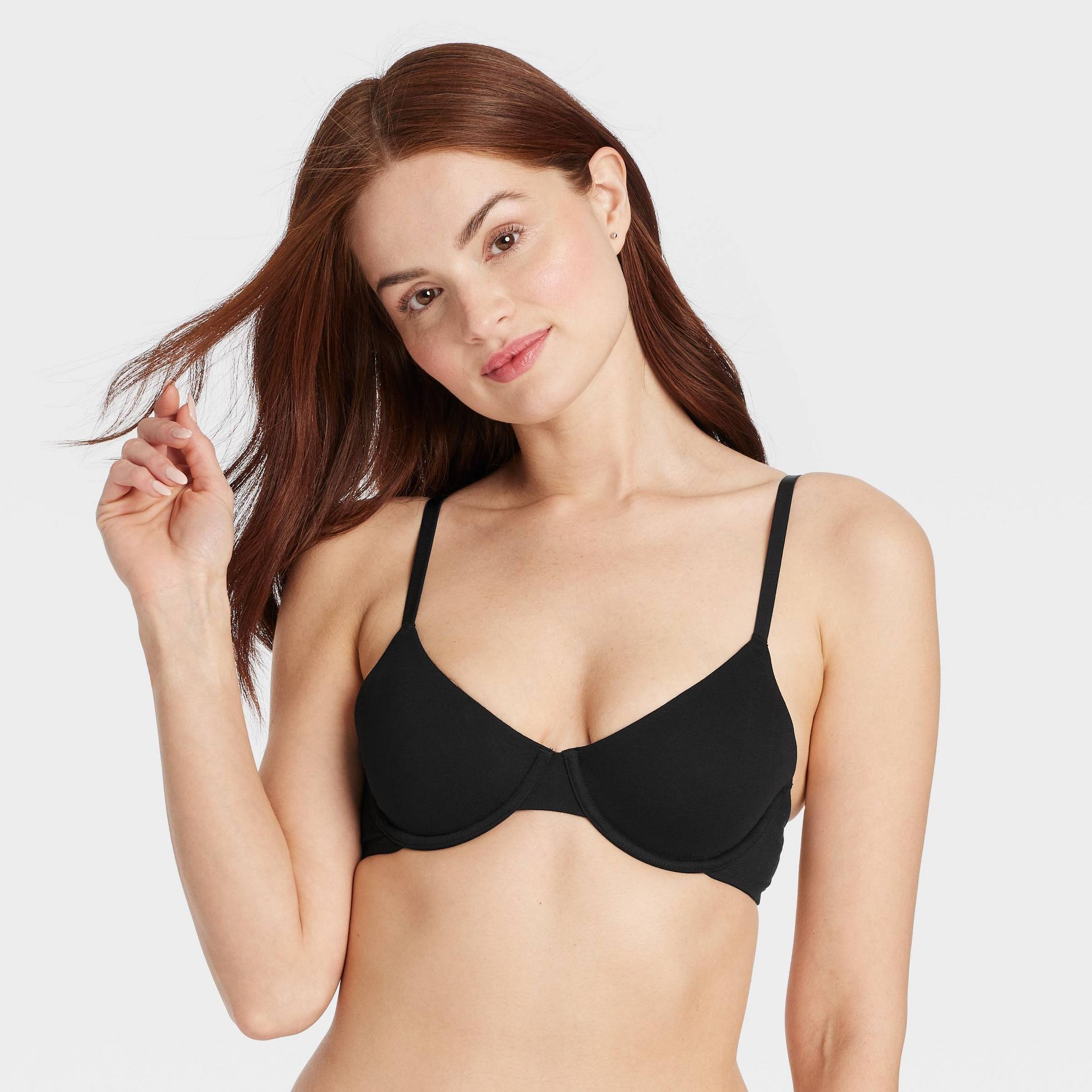 Women's Cotton Unlined Demi Bra - Auden™ Black 36A: Adjustable Strap, Underwire, Back Hook Fastener, Hand Wash, Line Dry