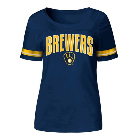 Women's New Era Gold Milwaukee Brewers Jersey V-Neck T-Shirt