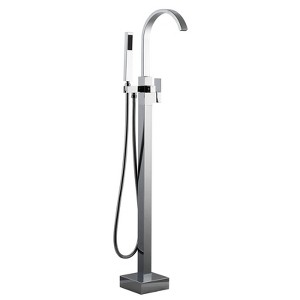 WOWOW Waterfall Single-Handle Freestanding Tub Faucet with Handshower, Floor Mounted Tub Filler Faucet - 1 of 4