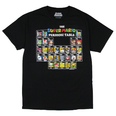 Seven Times Six Super Mario Mens' Character Periodic Table Graphic Print T-Shirt