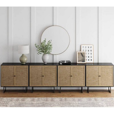 Nathan James Set of 4 Kova Rattan Console Table with Doors