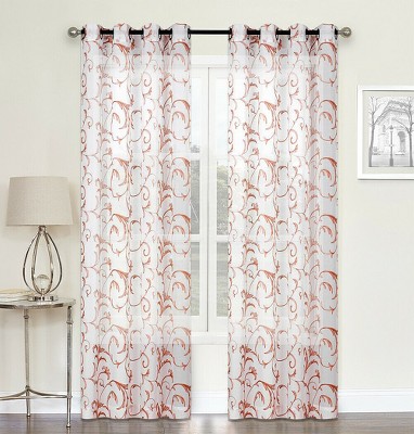 Kate Aurora Regal 2 Pack Floral Embroidered Sheer Grommet Curtains
