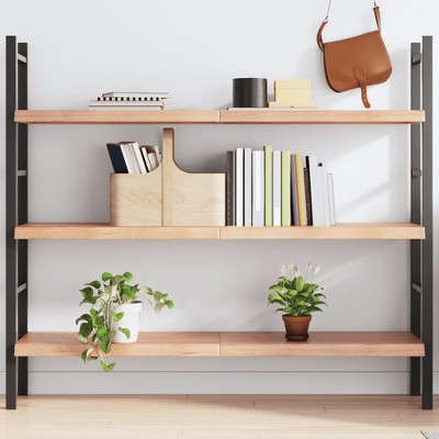 vidaXL Wall Shelf Light Brown 55.1 in.x11.8 in.x(0.8 in.-1.6 in.) Treated Solid Wood Oak