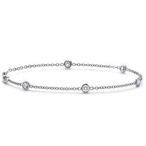 Pompeii3 3/4 TCW 14k White or Yellow Gold Round Diamond By Yard Station Bracelet - 1 of 2