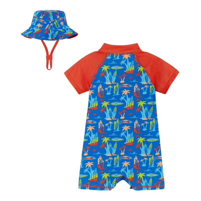 Andy & Evan  Infant  Surfboard Print Swim Romper and Hat, 2 of 5