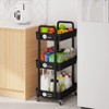 Itopfox 3-Tier Kitchen Storage Cart with Lockable Wheels, Multifunction Rolling Organizer for Bathroom, Laundry, Living Room, Includes Stickers Black - 3 of 4