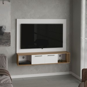 56.1" FSC Certified Manufactured Wood Entertainment Center with 2 Doors and 4 Shelves for Living Room and Bedroom - 1 of 4