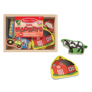 Melissa & Doug Wooden Farm Magnets with Wooden Tray - 20pc - 1 of 4